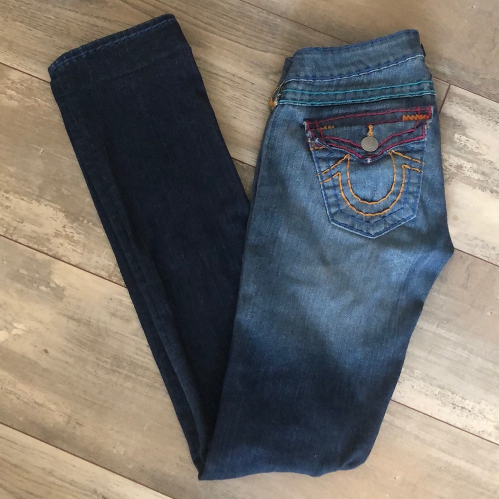 True Religion jeans- colorful stitching